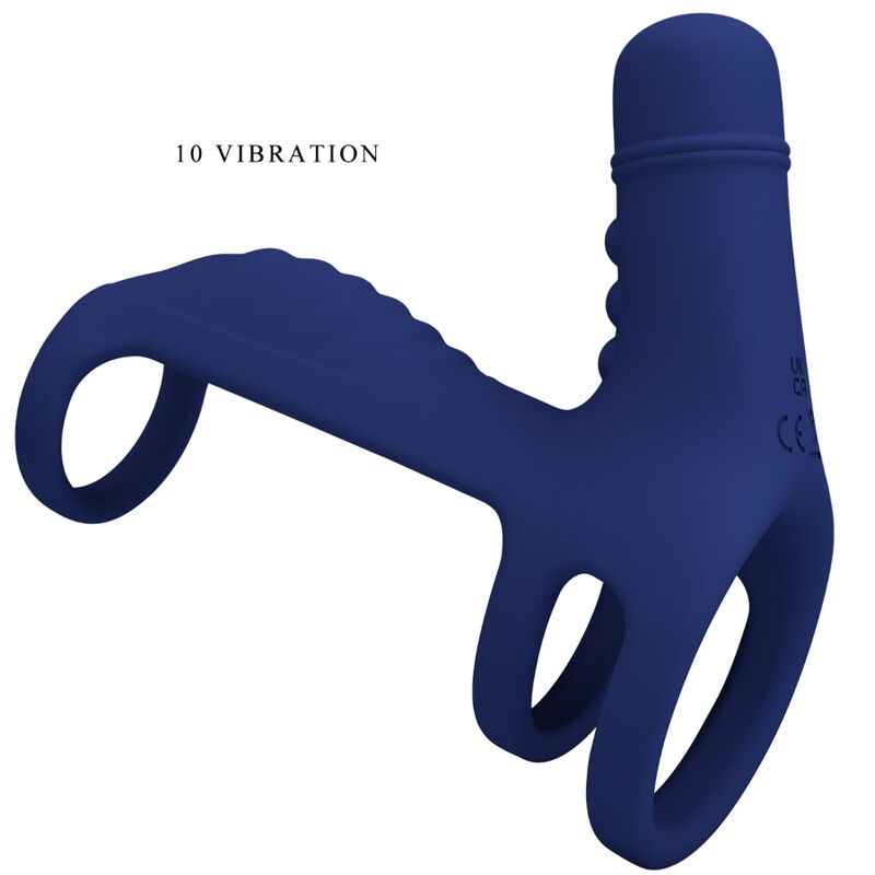 PRETTY LOVE - ELISH VIBRATING RING WITH EXTENSION BLUE PRETTY LOVE MALE