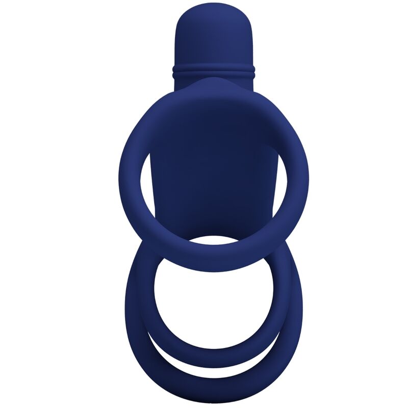 PRETTY LOVE - ELISH VIBRATING RING WITH EXTENSION BLUE PRETTY LOVE MALE