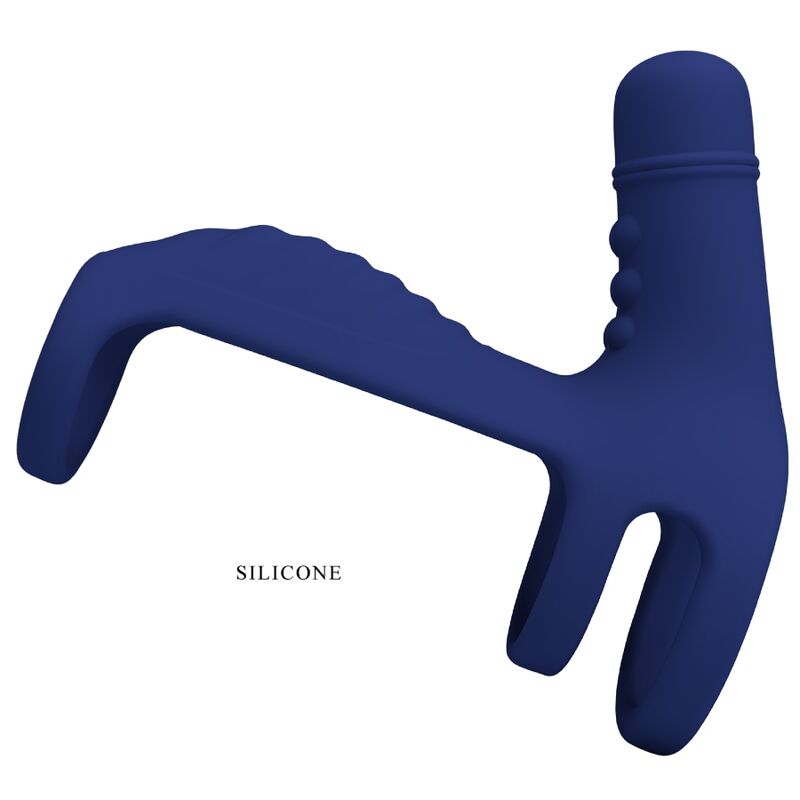 PRETTY LOVE - ELISH VIBRATING RING WITH EXTENSION BLUE PRETTY LOVE MALE