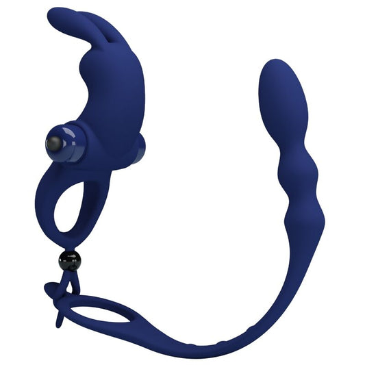 PRETTY LOVE - ANILLO VIBRADOR AYAD RABBIT CON PLUG AZUL
