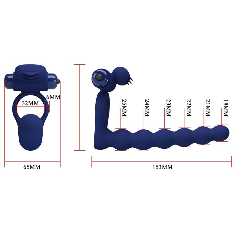 PRETTY LOVE - AJMAL VIBRATING RING WITH PLUG BLUE PRETTY LOVE MALE