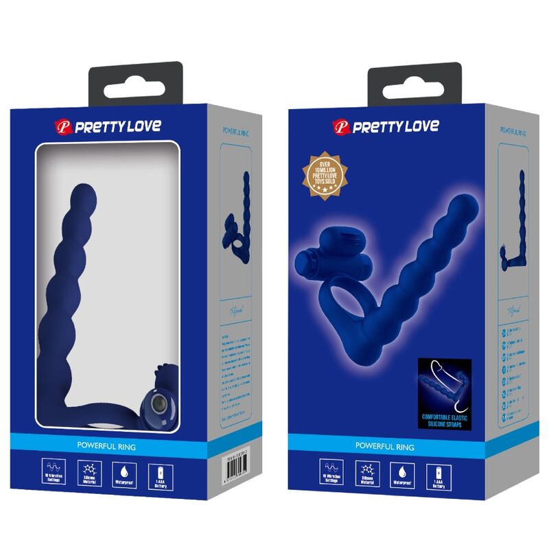 PRETTY LOVE - AJMAL VIBRATING RING WITH PLUG BLUE PRETTY LOVE MALE