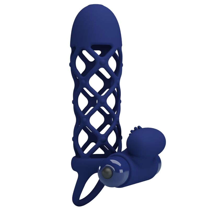 PRETTY LOVE - GIANN VIBRATOR RING WITH SILICONE SHEATH BLUE PRETTY LOVE MALE