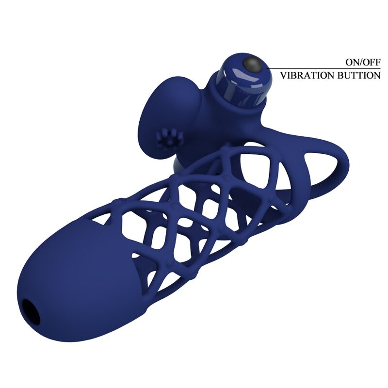 PRETTY LOVE - GIANN VIBRATOR RING WITH SILICONE SHEATH BLUE PRETTY LOVE MALE