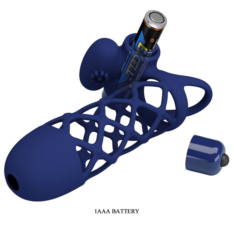 PRETTY LOVE - GIANN VIBRATOR RING WITH SILICONE SHEATH BLUE PRETTY LOVE MALE
