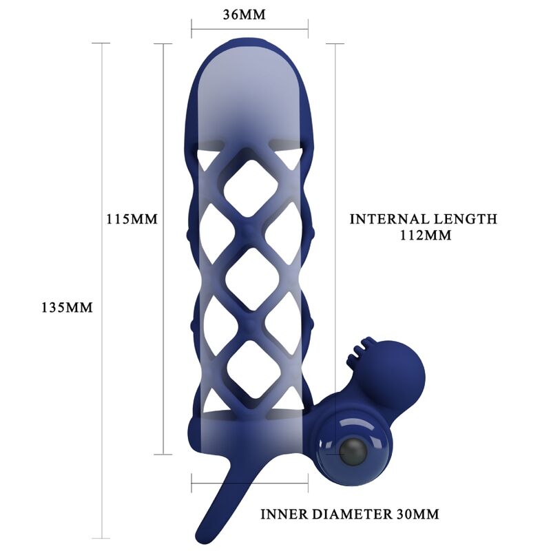 PRETTY LOVE - GIANN VIBRATOR RING WITH SILICONE SHEATH BLUE PRETTY LOVE MALE
