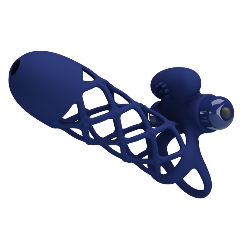 PRETTY LOVE - GIANN VIBRATOR RING WITH SILICONE SHEATH BLUE PRETTY LOVE MALE