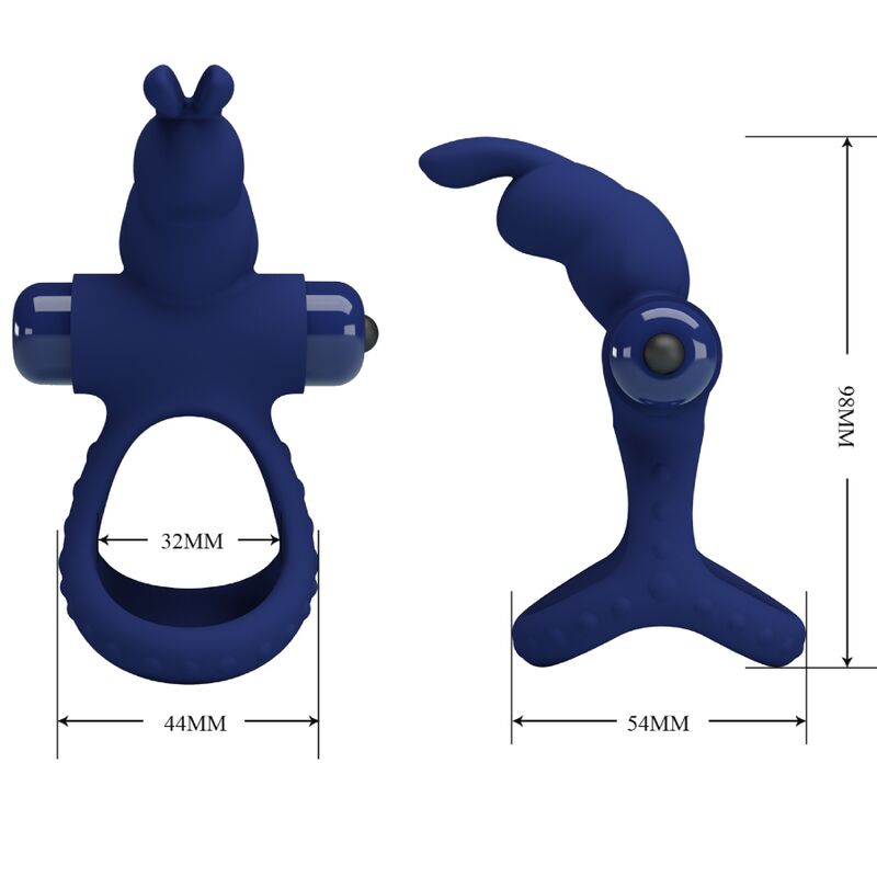 PRETTY LOVE - LUCHITO DOUBLE VIBRATING RING RABBIT BLUE PRETTY LOVE MALE