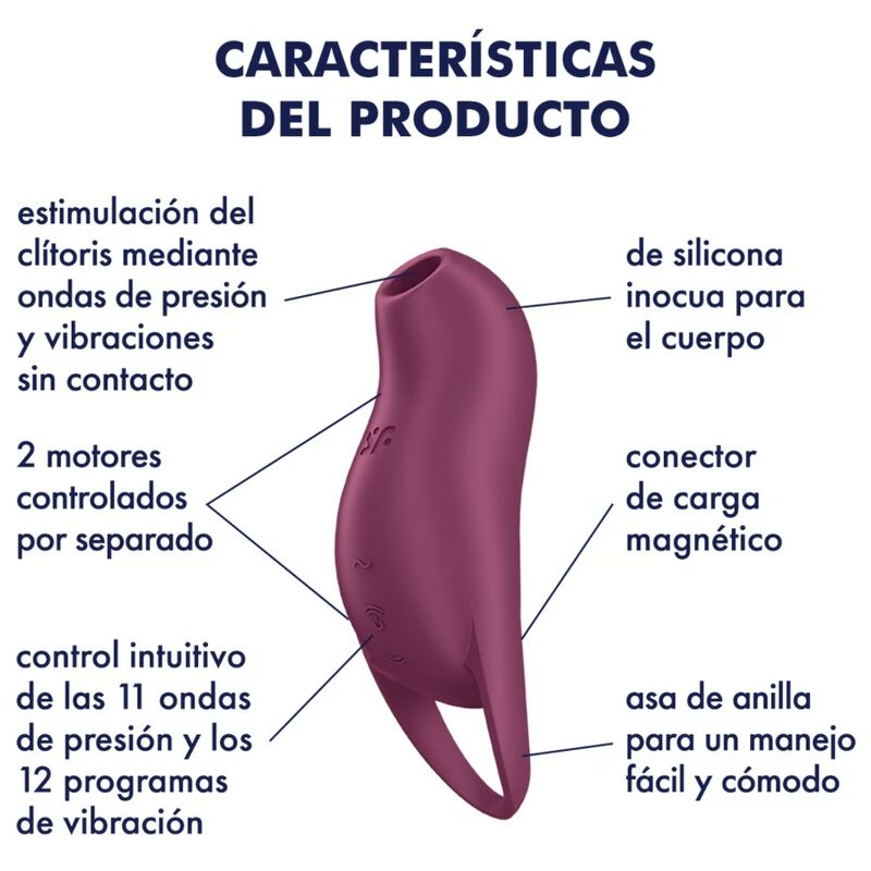 SATISFYER - POCKET PRO 1 CLITORIS STIMULATOR GARNET SATISFYER AIR PULSE