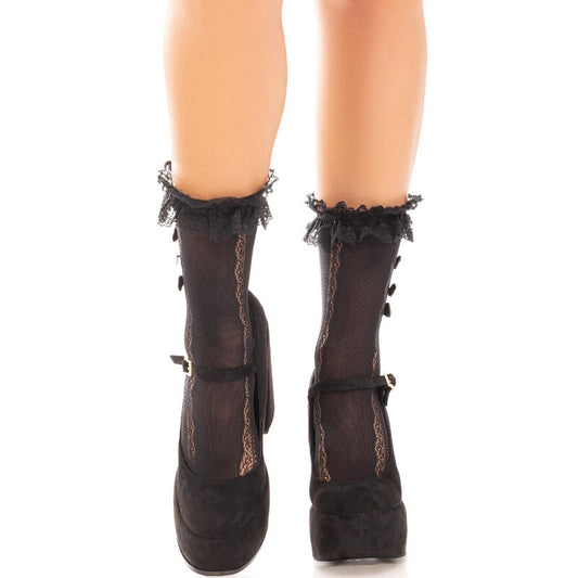 LEG AVENUE - CALZE ALLA CAVIGLIA CON VOLANT NERE