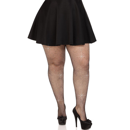 LEG AVENUE - CALZE A RETE CRISTALLIZZATE NERE TAGLIA COMODA