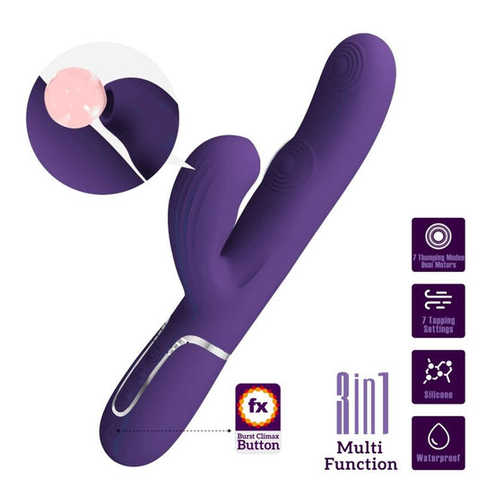 PRETTY LOVE - PERLITA VIBRADOR G-SPOT 3 EN 1 MULTIFUNCIÓN MORADO