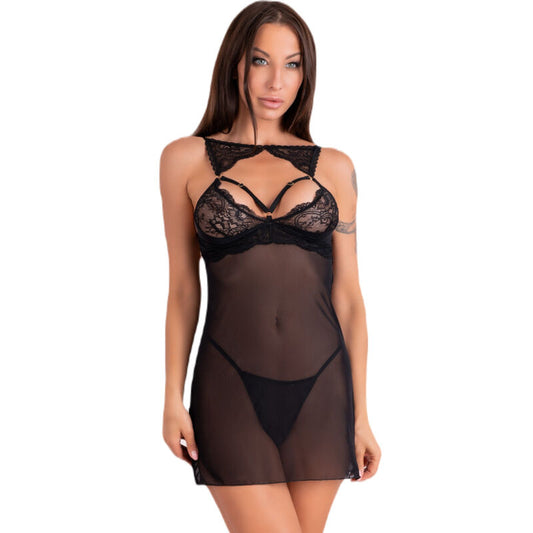 LIVCO CORSETTI FASHION - KROLINA LC 90734 SOTTOVESTE + PERIZOMA NERO L/XL