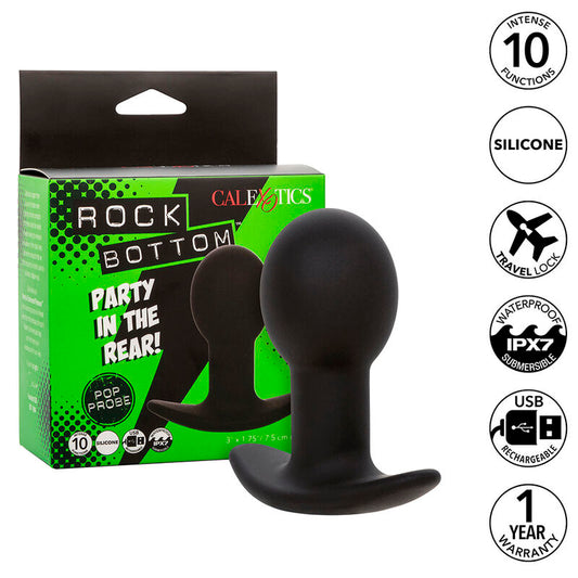 CALEXOTICS - PLUG ANALE ROCK BOTTOM 10 VIBRAZIONI SILICONE NERO