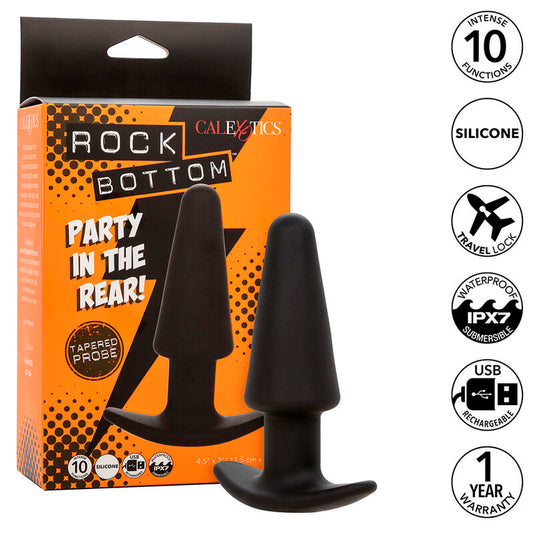 CALEXOTICS - ROCK BOTTOM TAPPO ANALE AFFUSOLATO 10 VIBRAZIONI SILICONE NERO