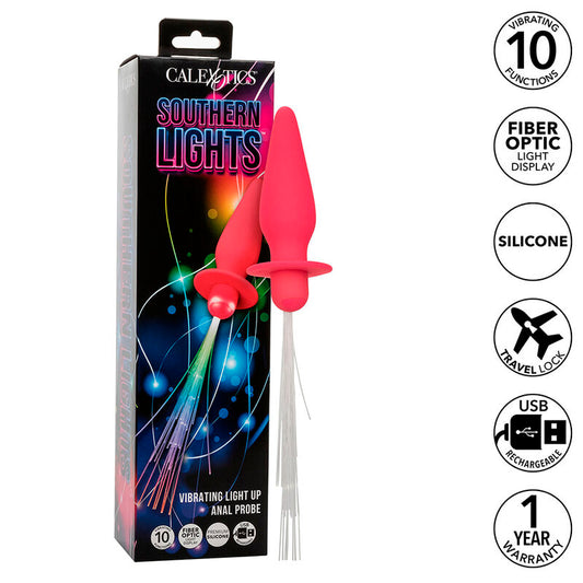 CALEXOTICS - SOUTHERN LIGHTS PLUG ANALE LUMINOSO 10 VIBRAZIONI SILICONE ROSA