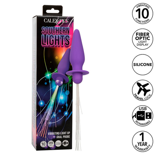 CALEXOTICS - SOUTHERN LIGHTS PLUG ANALE LUMINOSO 10 VIBRAZIONI SILICONE VIOLA