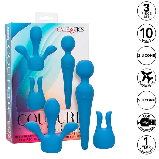 CALEXOTICS - VIBRADOR TIPO VARITA COUTURE KIT 10 VIBRACIONES AZUL