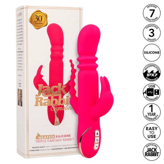CALEXOTICS - JACK FANTASY TRIPLE VIBRADOR DE CONEJO CON CALEFACCIÓN ROSA
