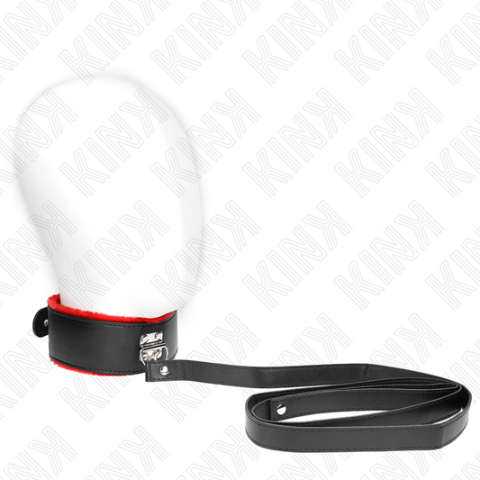 KINK - COLLAR CON CINTURÓN DE 116 CM CON CORREA DE CUERO ROJO AJUSTABLE 40-48 CM X 6 CM