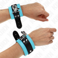KINK - SUJETADORES DE MUÑECA CON CIERRE DE SEGURIDAD NEGRO/AZUL AJUSTABLES 21-28 CM X 5.5 CM