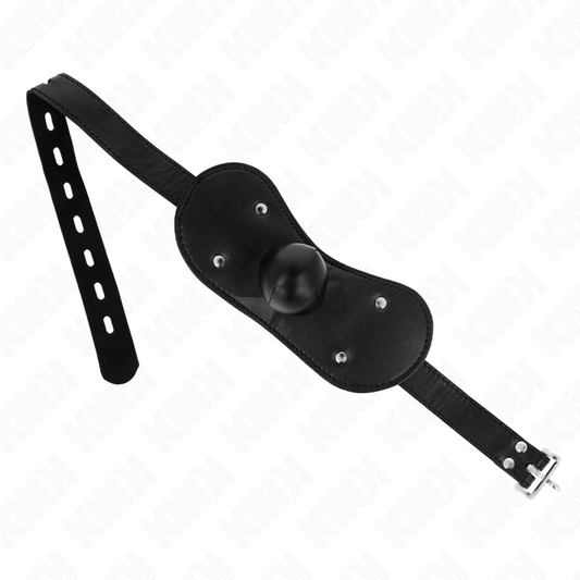 KINK - BAVAGLINO CON BALL GAG E MASCHERA PER LA BOCCA CON CHIUSURA A CHIAVE REGOLABILE 42-60 CM