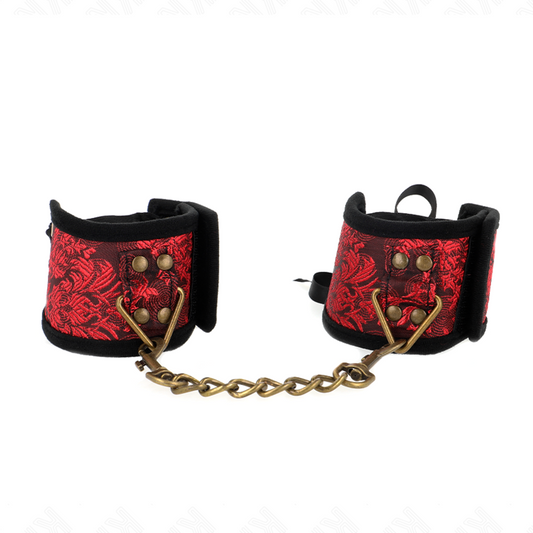KINK - SCANDAL POLSINI DI CONTENZIONE ROSSO-NERO DETTAGLI IN PIZZO 24,5 CM X 6,5 CM