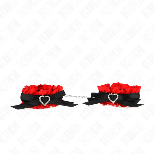 KINK - FERMA POLSI ELASTICIZZATI IN PIZZO, DETTAGLI A CUORE ROSSO, REGOLABILI 22-35 CM