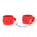 KINK - SUJETADORES DE MUÑECA ROJOS CON INCRUSTACIÓN DE CORAZÓN NEGRO AJUSTABLES 21-28 CM X 5.5 CM