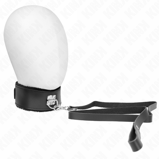 KINK - COLLAR CON CORREA DE 116 CM CON CORREA DE CUERO NEGRO AJUSTABLE DE 40-48 CM X 6 CM