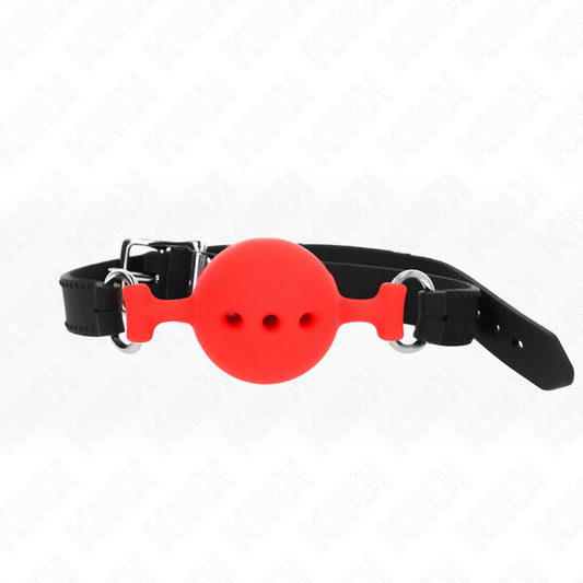 KINK - BAVAGLIO INTERAMENTE IN SILICONE 55 x 2 CM CON SFERA DA 4,5 CM TAGLIA M ROSSO REGOLABILE 35-51 CM
