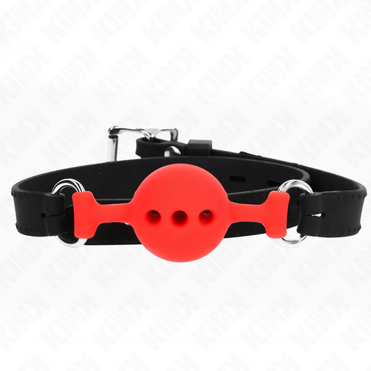 KINK - BAVAGLINO COMPLETAMENTE IN SILICONE 55 x 2 CM CON SFERA DA 4 CM TAGLIA S REGOLABILE 35-51 CM