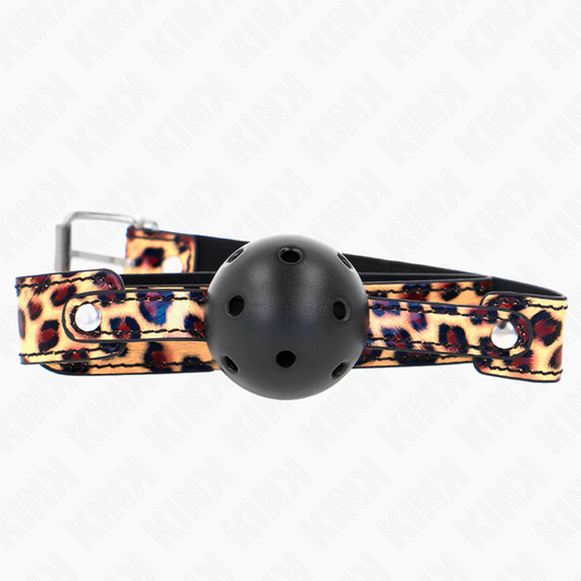 KINK - BAVAGLIO TRASPIRANTE LEOPARDATO CON PALLA 4,5 CM 65 x 2,5 CM
