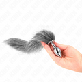 KINK - TAPÓN ANAL TALLA S 7 X 3 CM CON COLA SINTÉTICA 40 CM GRIS