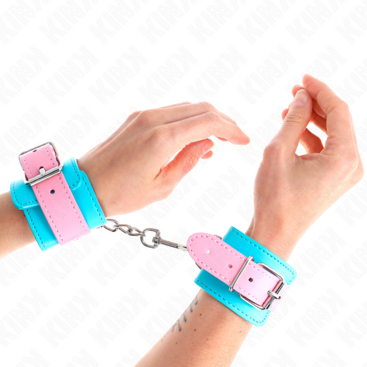 KINK - GRAZIOSE FASCETTE DA POLSO BLU/ROSA REGOLABILI 16-28 CM X 5 CM