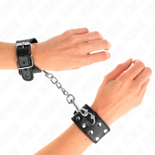 KINK - BRACCIALETTI CON DOPPIA FILA DI BORCHIE REGOLABILI NERE