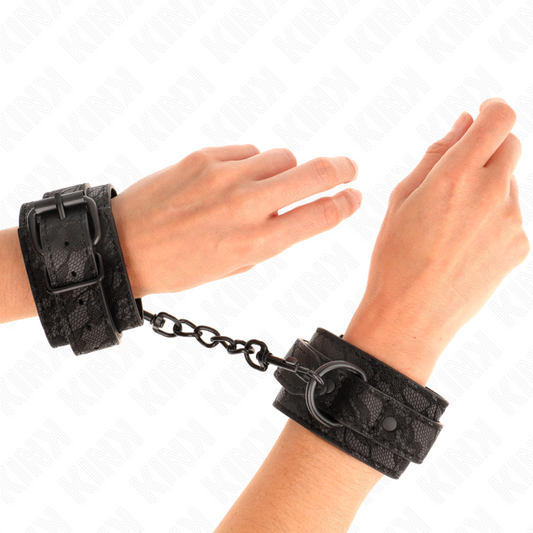 KINK - POLSINI RIVESTITI IN PIZZO SCURO NERI REGOLABILI 19-26 CM
