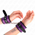 KINK - FERMI POLSO PREMIUM FODERATI IN PELLICCIA NERI CON CINTURINO VIOLA/NERO REGOLABILI 17-29 CM X 6 CM