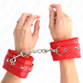 KINK - FERMI POLSI FODERATI IN PELLICCIA ROSSI CON CINTURA ROSSA REGOLABILI 17-29 CM X 6 CM