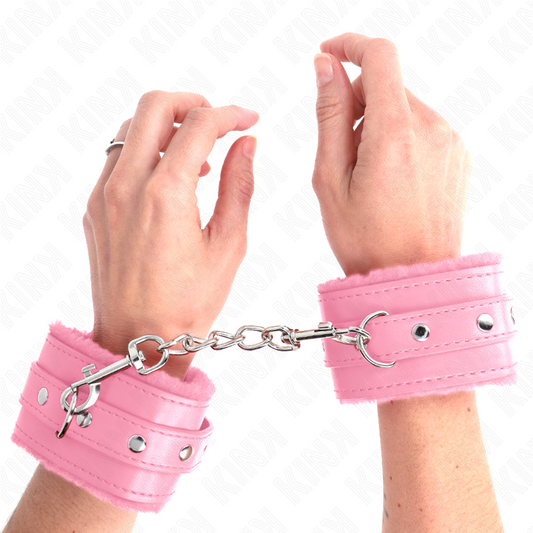 KINK - REGGIMANI PREMIUM FODERATI IN PELLICCIA ROSA CON CINTURA ROSA REGOLABILE 17-29 CM X 6 CM