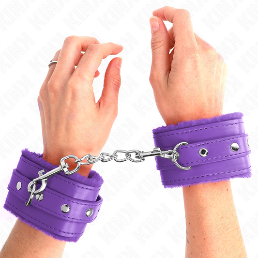 KINK - FERMI POLSI FODERATI IN PELLICCIA VIOLA CON CINTURINO VIOLA REGOLABILI 17-29 CM X 6 CM
