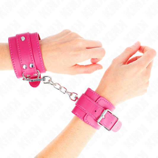 KINK - FERMI POLSI LAMPONE ROSA CON FODERA LAMPONE ROSA REGOLABILI 20-28 CM X 5.5 CM