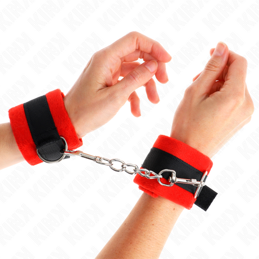 KINK - MANETTE IN PELLICCIA PER PRINCIPIANTI NERE-ROSSE 30 X 7 CM