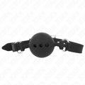 KINK - MORDAZA DE SILICONA COMPLETA 55 x 2 CM CON BOLA DE 4.5 CM TALLA M NEGRO AJUSTABLE 35-51 CM