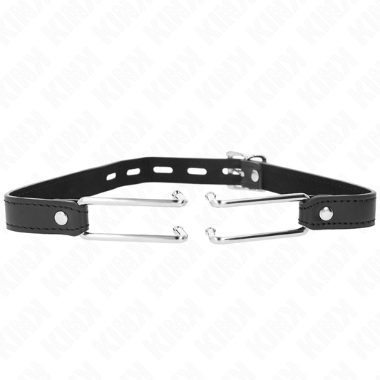 KINK - BAVAGLIO AD UNCINO IN METALLO 11,5 CM CON CINTURINO IN SIMILPELLE REGOLABILE 39-58 CM X 2 CM
