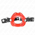 KINK - MORDAZA LABIAL 8 CM CON CORREA DE CUERINA ROJA 63 x 2 CM AJUSTABLE 39-58 CM