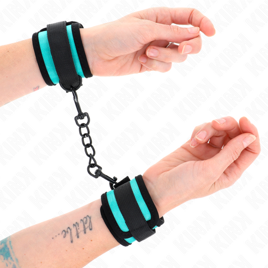 KINK - FERMI POLSI IN NYLON VELCRATO NERO-BLU REGOLABILI 18-32 CM X 5 CM