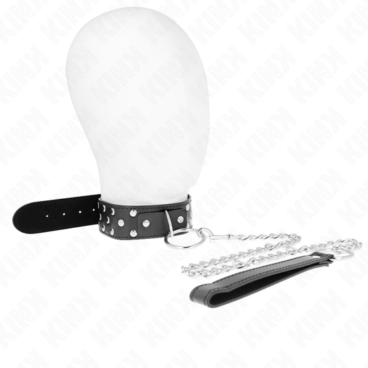 KINK - COLLANA CINTURA CON ANELLI E RIVETTI NERA 65 CM REGOLABILE 36-50 CM X 3,8 CM