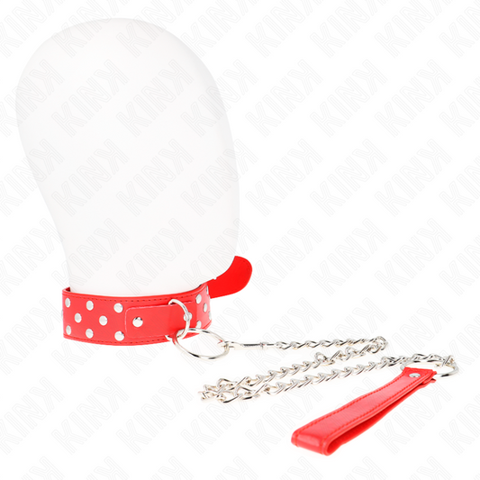 KINK - COLLANA CINTURA CON ANELLI RIVETTATI 65 CM ROSSO REGOLABILE 36-50 CM X 3.8 CM