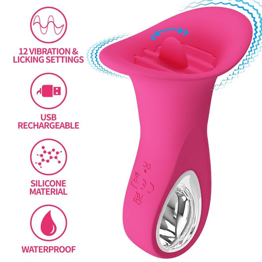 PRETTY LOVE - VIBRADOR ORAL CLYDE LENGUA VIBRATORIA 12 VIBRACIONES ROSA